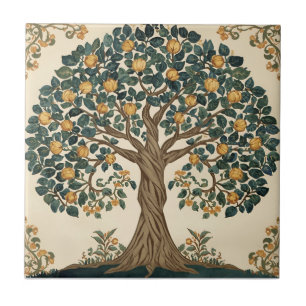 Carreau William Morris Arbre de Vie Vintage Préraphaélite