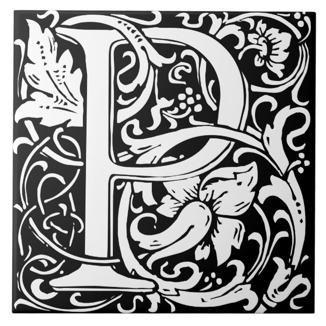 Carreau William Morris Art Nouveau Alphabet Feuille P (Devant)