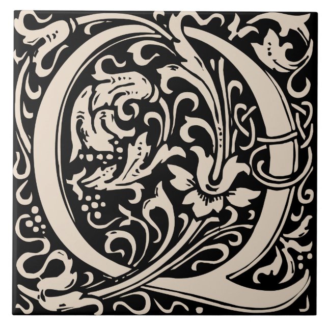 Carreau William Morris Art Nouveau Alphabet Feuille Q (Devant)