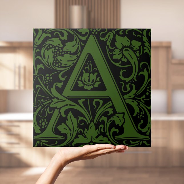 Carreau William Morris Arts et artisanat Lettre monographi (William Morris Arts and Crafts Monogram Letter A Tile
)