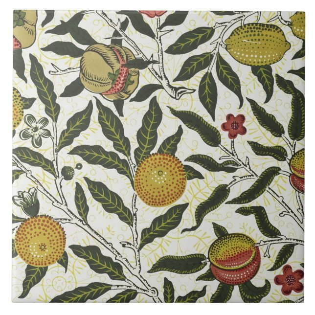 Carreau William Morris Belles Fleurs de Fruits Rouge (Devant)