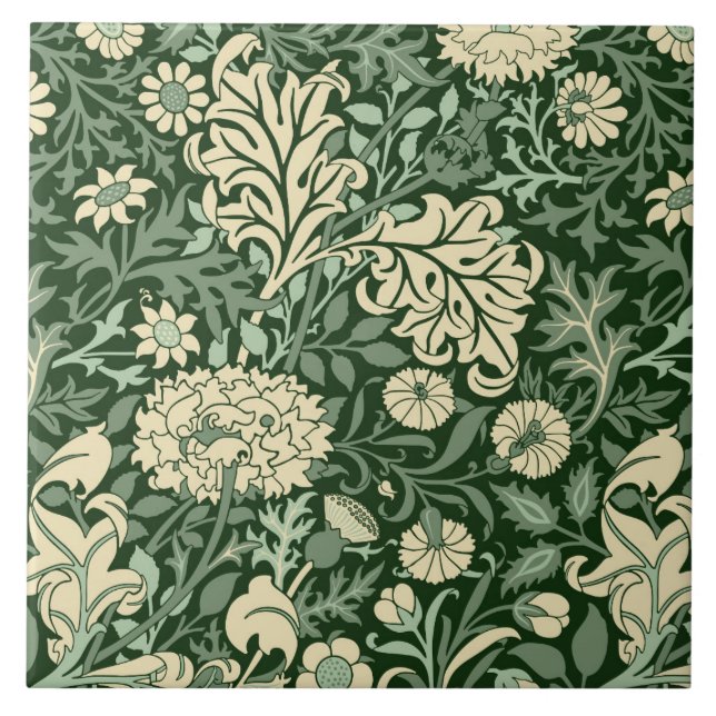 Carreau William Morris "Cherwell" dans Forest Green (Devant)