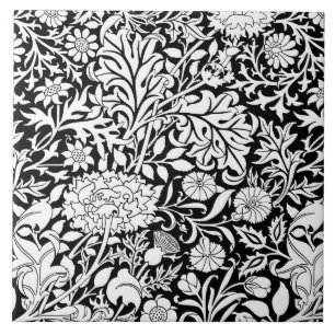 Carreau William Morris 'Cherwell' en noir et blanc