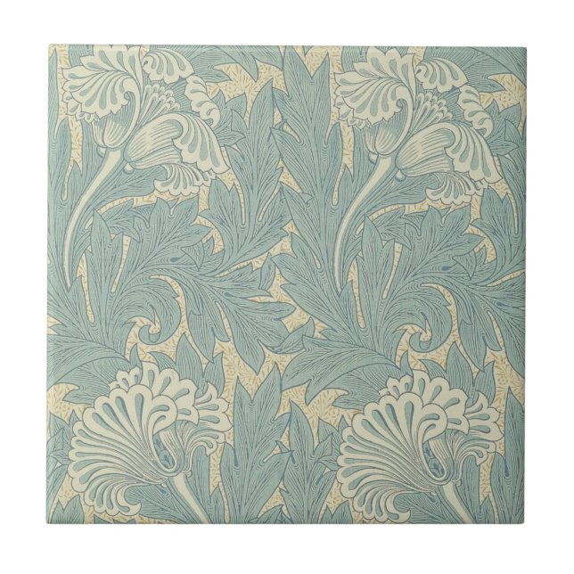 Carreau William Morris Classique Tulipe Bleu Floral (Devant)
