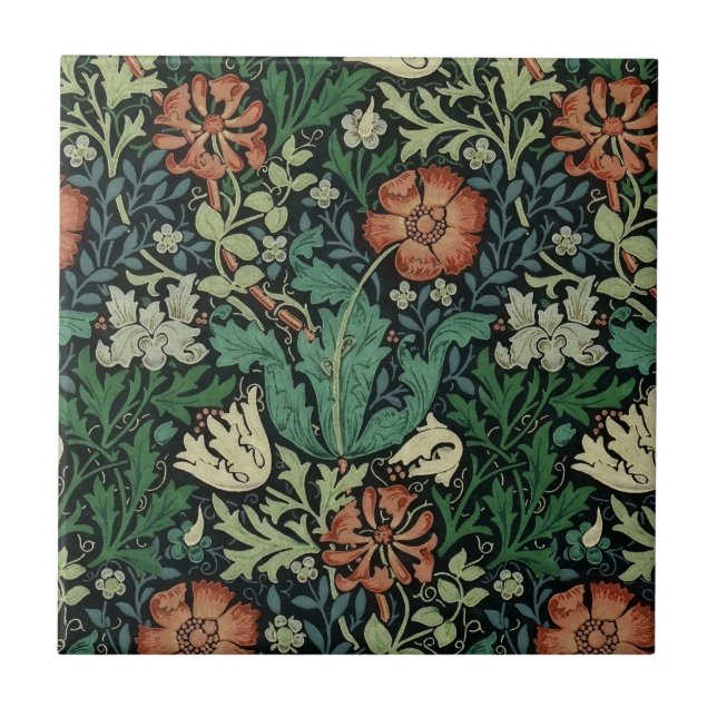 Carreau William Morris Compton Floral Art Nouveau Motif (Devant)