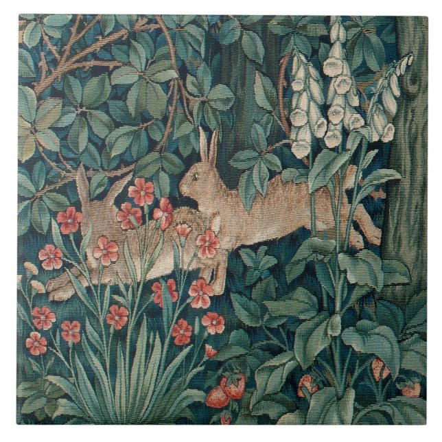 Carreau William Morris Forêt Lapins Floral (Devant)
