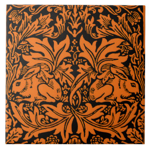 Carreau William Morris Frère Lapin Motif Noir Rouille