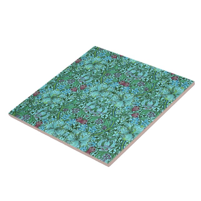 Carreau William Morris Golden Lily Floral Fleurs Bleu (Côté)
