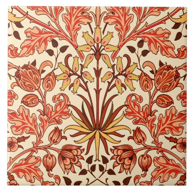 Carreau William Morris Hyacinth Imprimer, Orange et rouill (Devant)