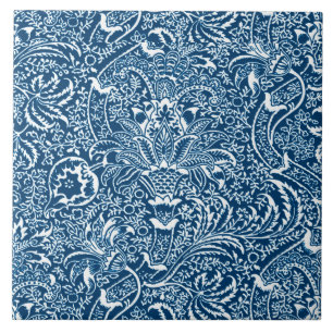 Carreau William Morris Indian, Indigo Blue et White