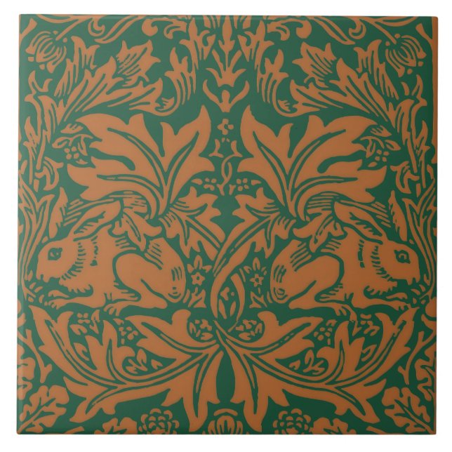 Carreau William Morris Lapin Frère Ambre Noir Motif (Devant)