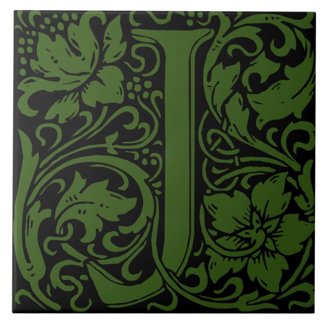 Carreau William Morris Lettre monogramme Art nouveau J (Devant)