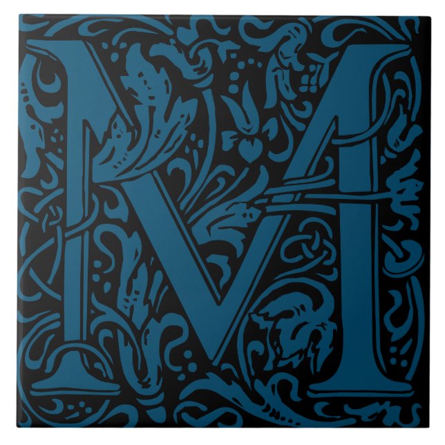 Carreau William Morris Lettre monogramme Art nouveau M (Devant)