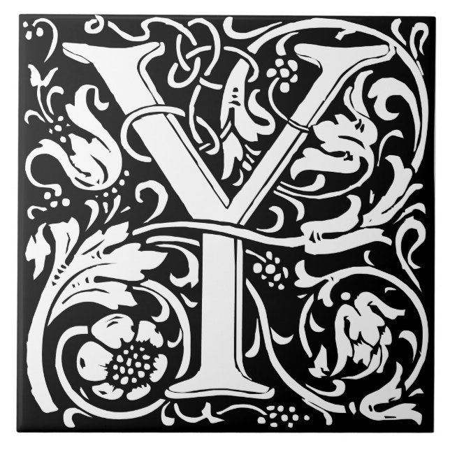 Carreau William Morris Lettre monogramme Art nouveau Y (Devant)