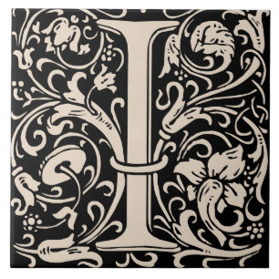 Carreau William Morris Lettre monogramme I Art nouveau