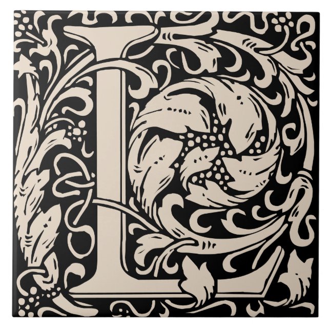 Carreau William Morris Lettre monogramme L (Devant)