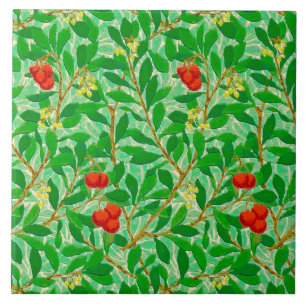 Carreau William Morris Lychee Motif d'arbre, vert clair