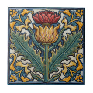 Carreau William Morris motif floral écossais vintage chard