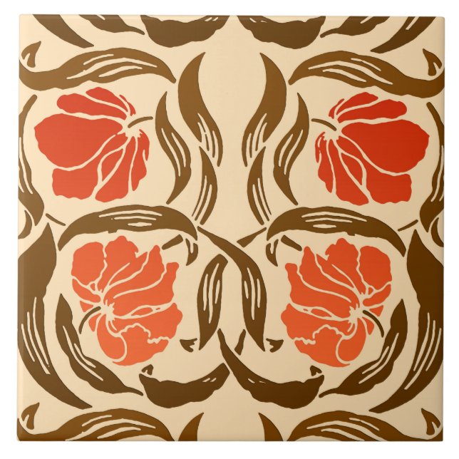 Carreau William Morris Pimpernel, Mandarin Orange & Brown (Devant)