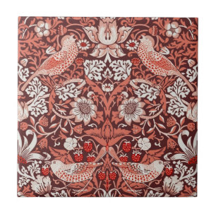 Carreau William Morris Strawberry Thief Oiseau en Terracot