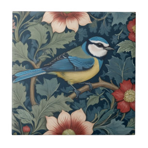 Carreau William Morris style Face droite Bird Blue Tit