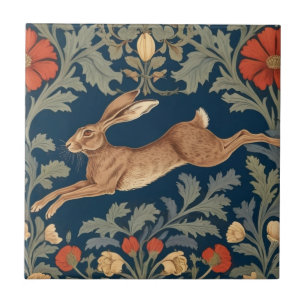 Carreau William Morris style gauche face au lièvre coureur