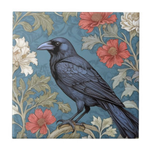 Carreau William Morris style gauche face Black Crow Bird