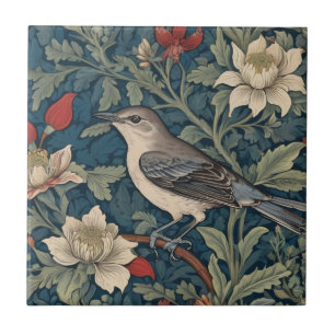 Carreau William Morris style gauche Mockingbird Bird flora