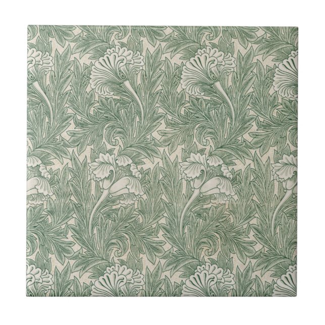Carreau William Morris tulip fond textile vert (Devant)