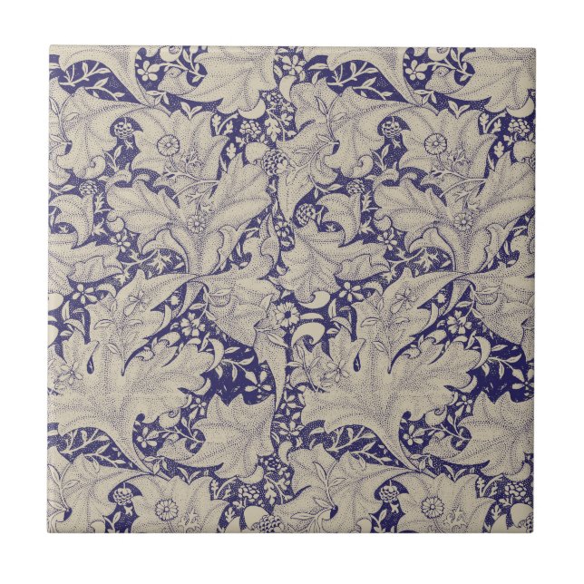 Carreau William Morris Wallflower bleu damas floral (Devant)