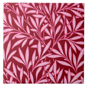 Carreau William Morris Willow Motif, Bourgogne et rose