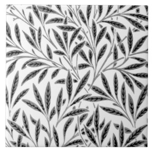 Carreau William Morris Willow Motif, gris / gris & blanc