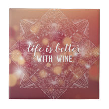 Wine Lover's Elegant Lettered Mandala Peach Bokeh
