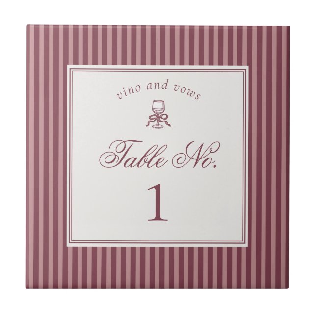 Carreau Wine Vineyard Club Old Money Wedding Table Number (Devant)
