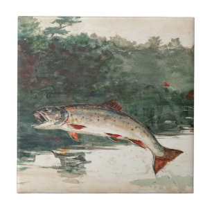 Carreau Winslow Homer Leaping Trout Tile