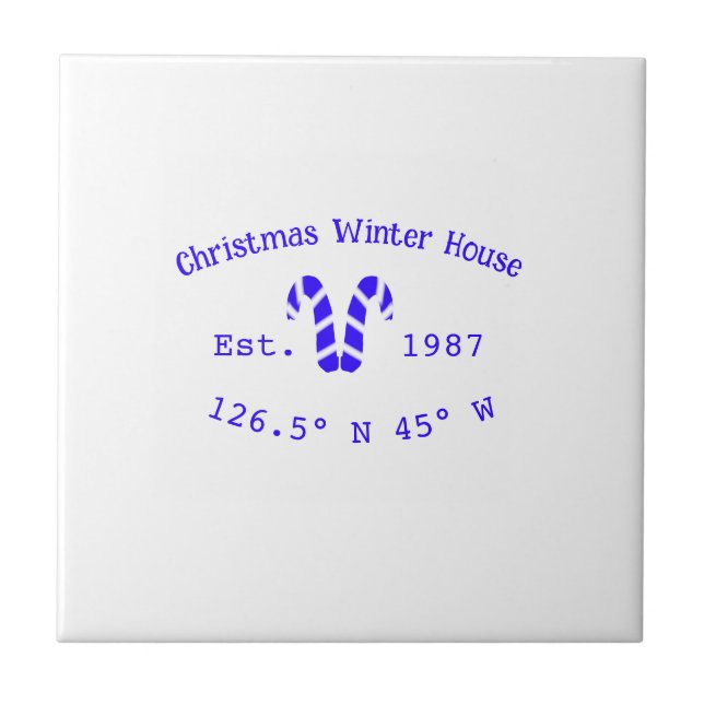 Carreau Winter Christmas house blue candy canes est. Year  (Devant)