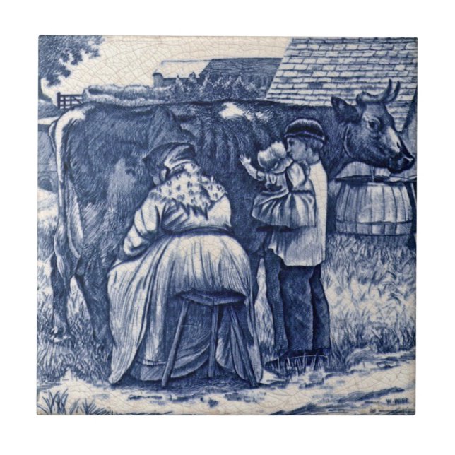 Carreau Wise Minton Country Farm Famille Vache Tile Repro (Devant)