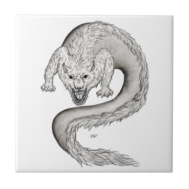 Carreau Wolfdragon noir et blanc Design (Devant)