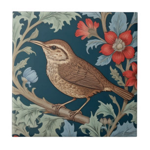 Carreau Wren William Morris style Face gauche Bird