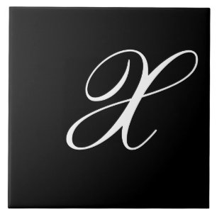 Carreau X Monogramme initial blanc sur noir