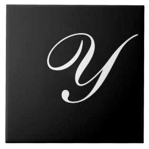 Carreau Y Monogramme initial blanc sur noir