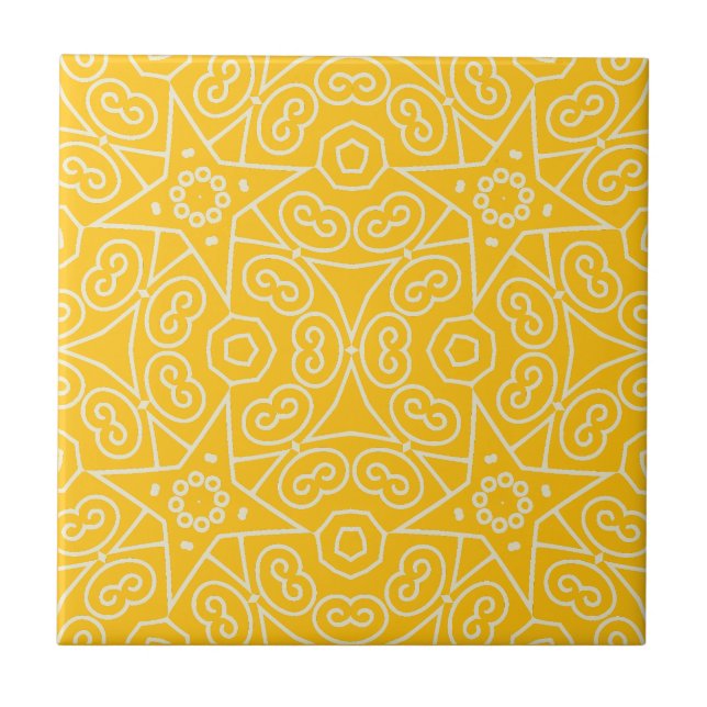 Carreau Yellow & White Abstract Geometric Pattern  (Devant)
