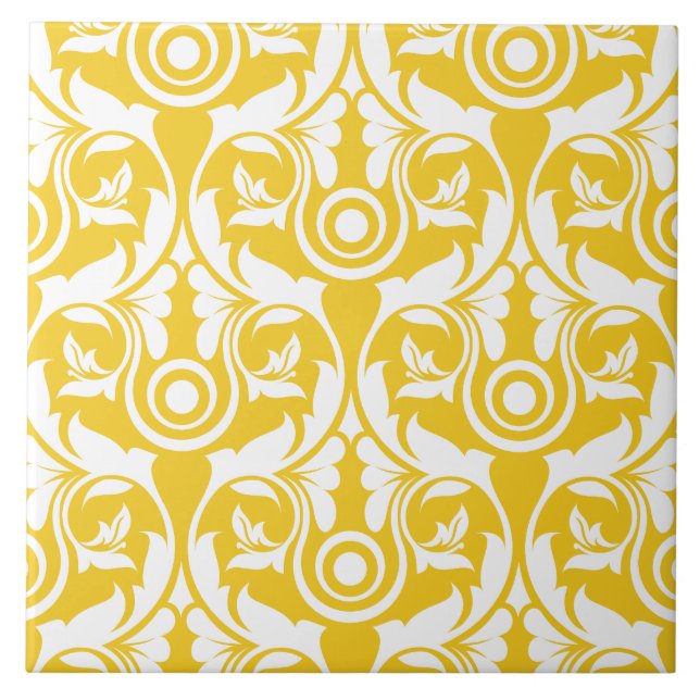 Carreau Yellow &white elegant floral pattern (Devant)