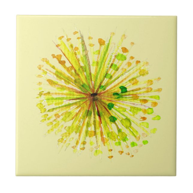 Carreau Yellow wildflower dandelion watercolor flower (Devant)