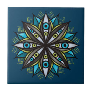 Carreau Yeux psychédéliques Double Iris Fleur Mandala Horr
