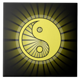 Carreau Yin Yang jaune vif sur le noir