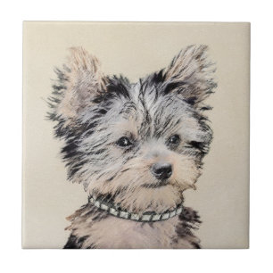 Carreau Yorkshire Terrier Puppy Peinture Chien original