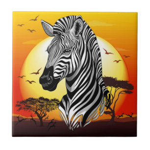 Carreau Zebra African Savanna Wild Animal