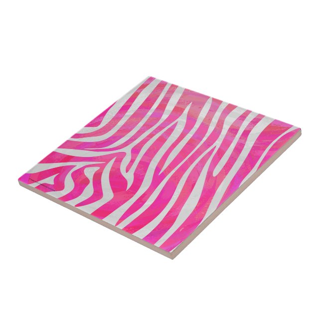 Carreau Zebra Hot Pink et White Print (Côté)
