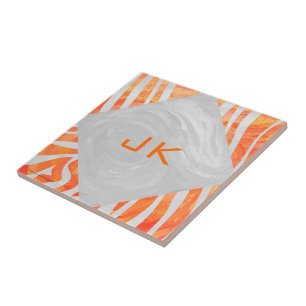 Carreau Zebra Monogram orange et blanc